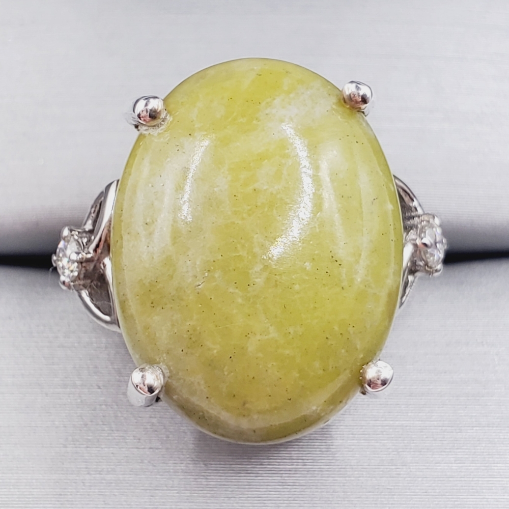 Connemara Marble & Moissanite Ring